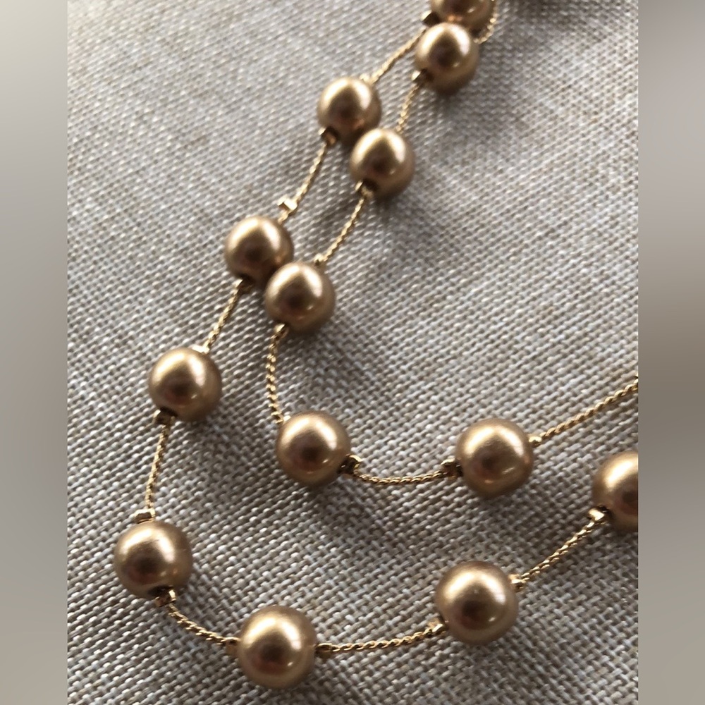 Vintage Monet double strand gold bead necklace - Picture 4 of 7